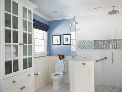 elegant blue and white bathroom design in south shore ma